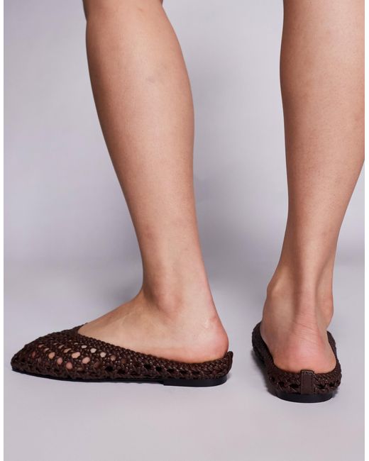 SIMMI Brown Simmi London Cassius Woven Flat Mules