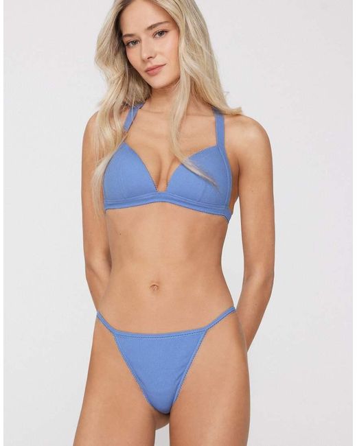 Tezenis Blue Cotton Cutie Tanga Panel G-String