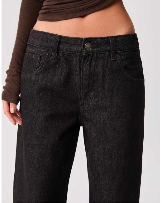 Stradivarius White – locker geschnittene baggy-jeans aus schwarzem denim