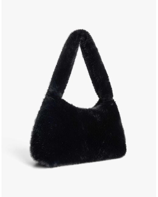Sac porté épaule en fausse fourrure Bershka en coloris Black