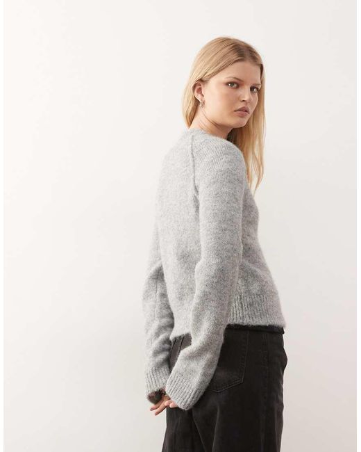 Weekday Gray Wool Blend Fitted Cardigan
