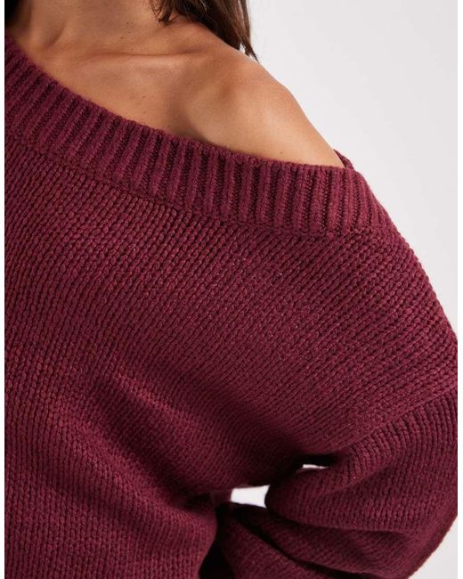 Hollister Red Knitted Off Shoulder Jumper