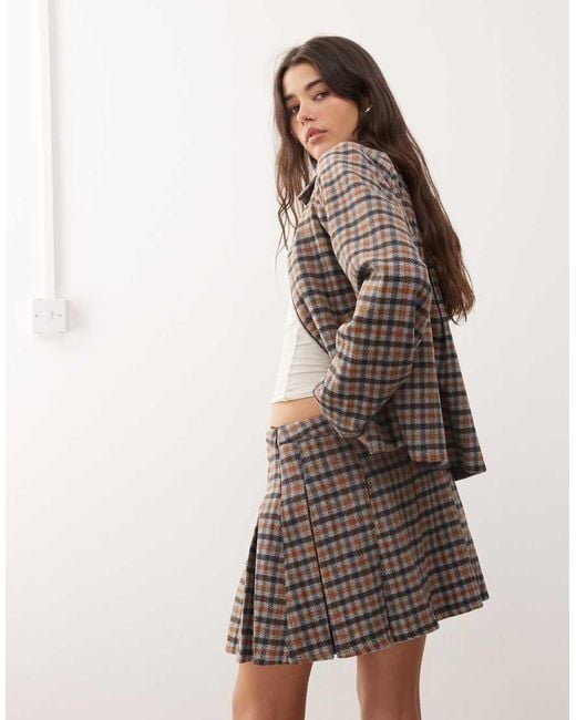 Reclaimed Vintage Natural Pleated Mini Skirt Co-ord