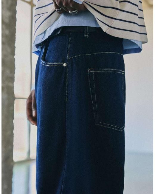 Bershka Blue Stitched Jeans for men