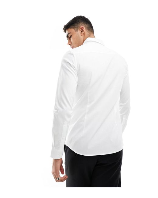 ASOS White Slim Smart Shirt With Cutaway Collar for men