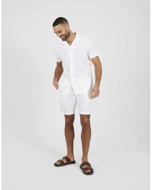Brave Soul White Pleated Shorts for men