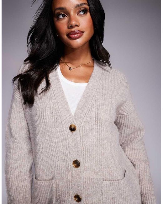 Aria Cove Purple Knitted Oversized Pocket Front Cardigan Mini Jumper Dress