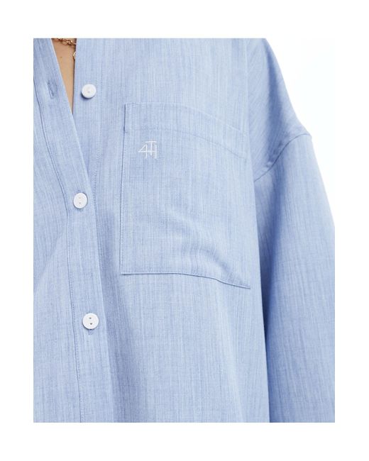 4th & Reckless Blue Linen Look Shirt Co-ord