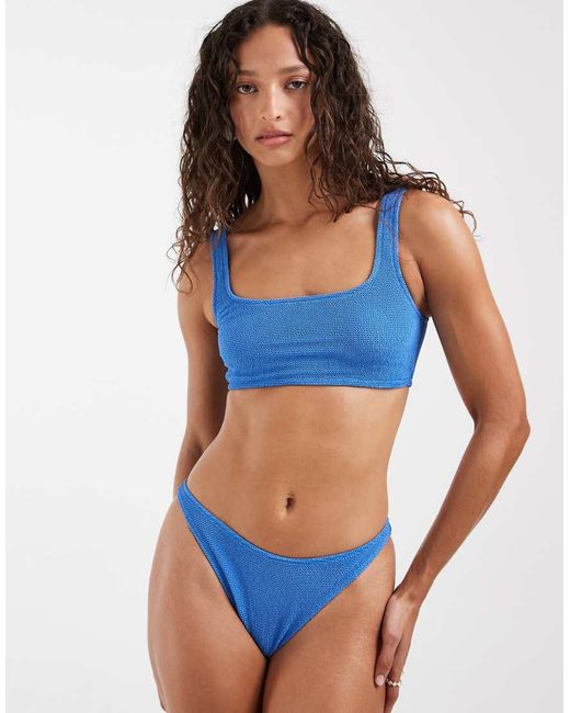 & Other Stories Blue Mix And Match Crinkle Bikini Bottom