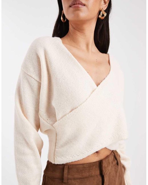 Miss Selfridge Gray Knitted Wrap Top
