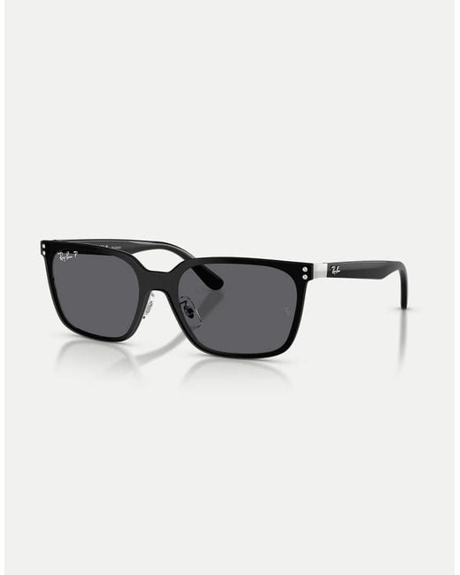 Ray-Ban Metallic Rb3784D Square Polarised Sunglasses With Lens
