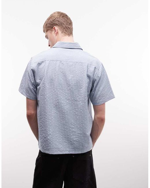 Huf Blue Big Block Logo Stripe Shirt for men