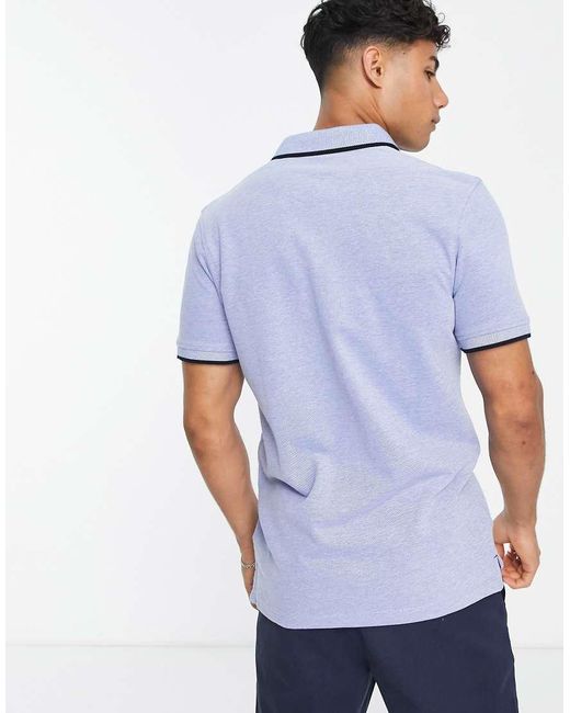 Polo Azul De Piqué De Corte Slim Con Logo Y Ribetes Essentials De Jack & Jones de hombre de color Blue