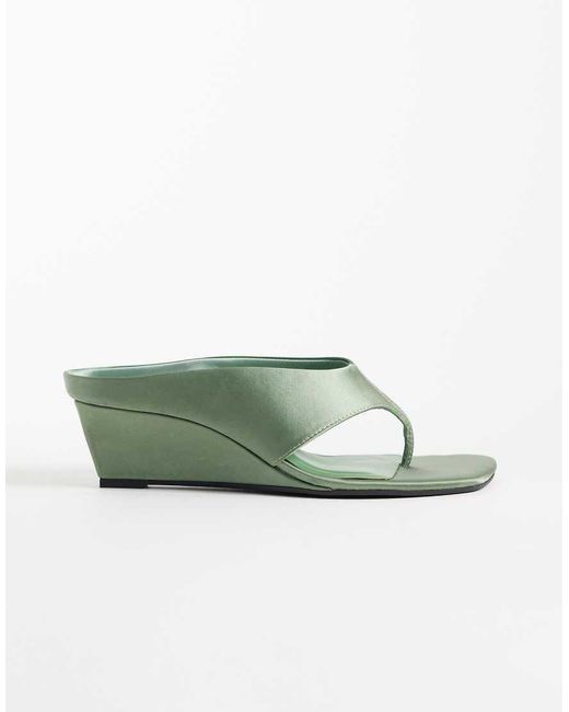 ASOS Green Hendrix Toe Thong Wedges