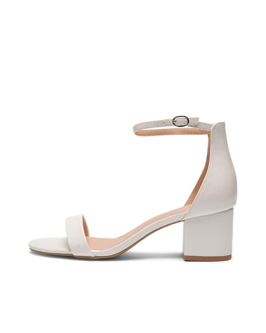SEQWL White Block Heeled Sandals With Ankle Strap