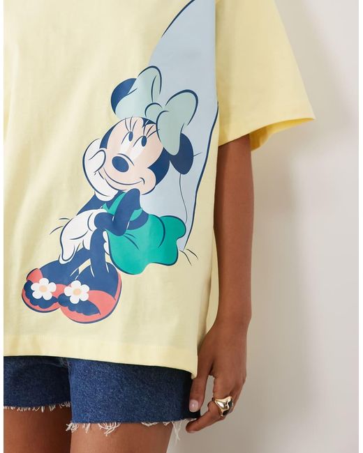ASOS Yellow Disney Oversized T-Shirt With Minnie Surf Print