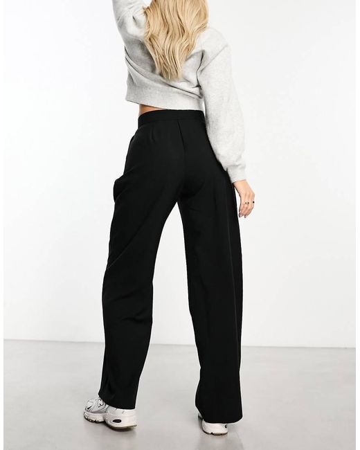 ASOS Black Hourglass Tailored Wide Leg Pants With Pleat Detail