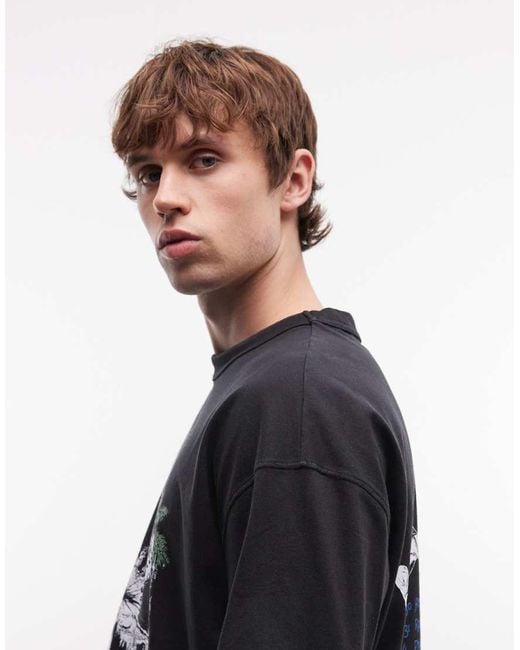 AllSaints Black Palm Ripper Short Sleeve Graphic Logo T-shirt for men