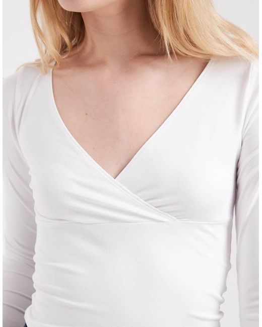 Hollister White Long Sleeve Seamless Wrap Top