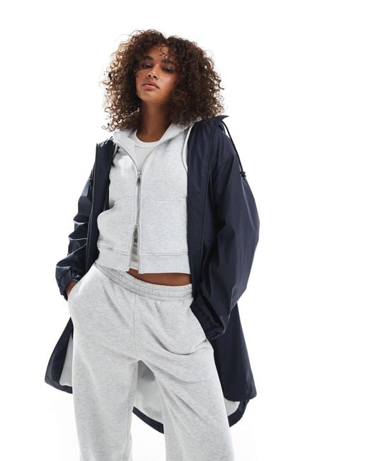 ASOS Blue Contrast Detail Rubberised Rain Parka