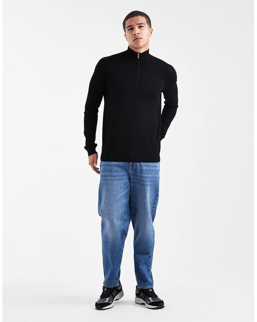 Only & Sons Black 1/4 Zip Jumper for men