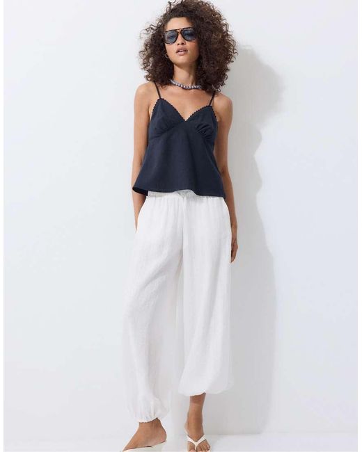 Stradivarius White Thong Wedge Sandals