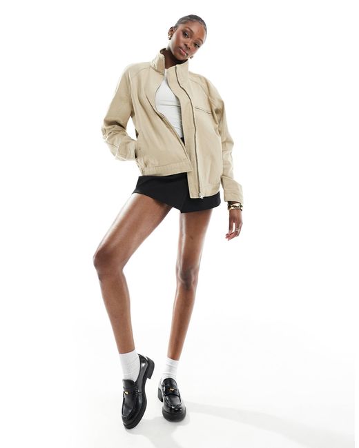 Asos design tall - veste oversize en sergé à col cheminée - sable ASOS en coloris White