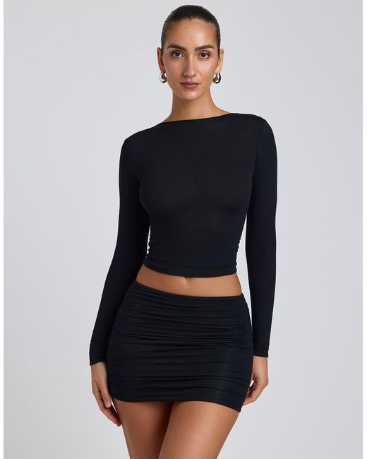 Oh Polly Blue Jersey Boat Neck Fitted Long Sleeve Top Co-ord