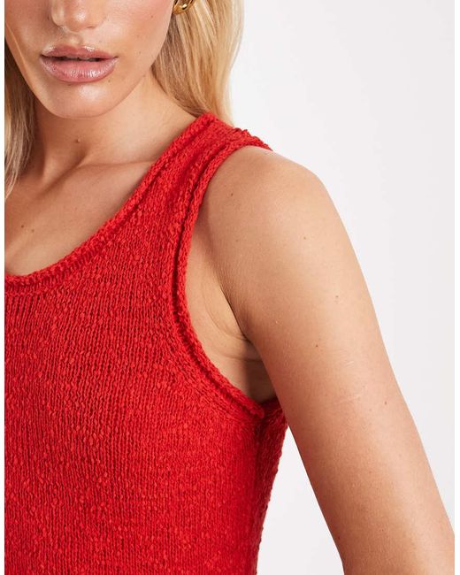 ASOS Red Slubby Racer Neck Midaxi Dress
