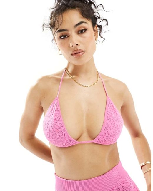 SNDY'S Pink Embossed Knit Bralette