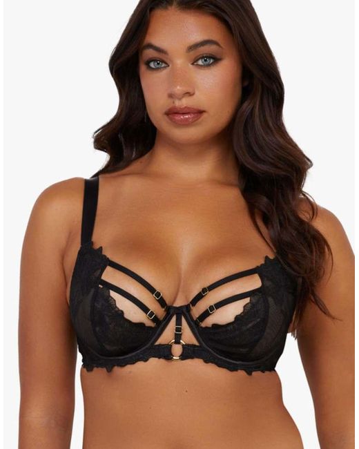 Playful Promises Black Eleanor Strappy Embroidery Balconette Bra