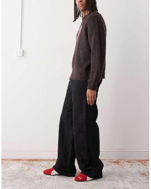 Weekday Oversized Canvas Workwear Broek in het Black voor heren