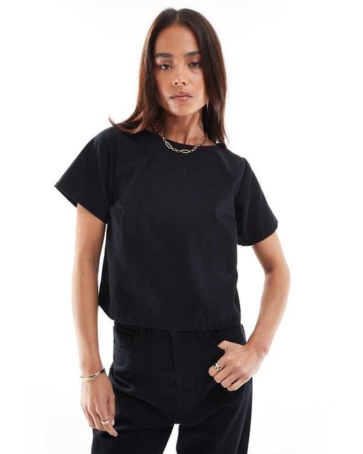 ASOS Black Denim Short Sleeve Top