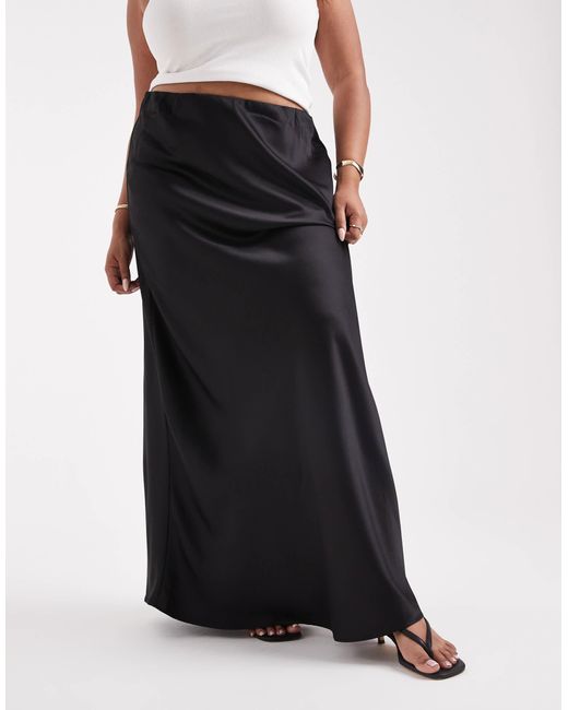 Vero Moda Black Satin Bias Midi Skirt