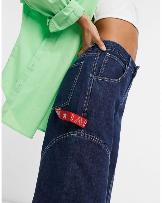 Jaded London Super Oversized Skater Jeans With Stitch Detail