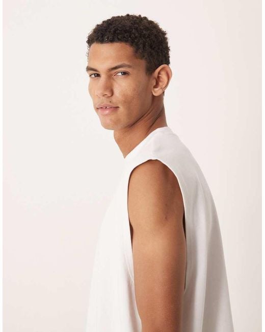ASOS White Circular Design Collection Super Heavyweight Oversized Tank With City Graphic for men