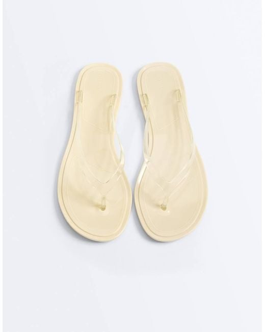 Oysho White Translucent Effect Beachwear Flip Flops