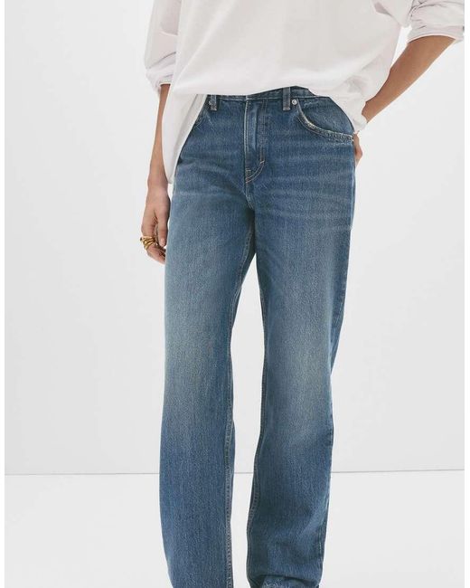 Pull&Bear Blue Mid Rise Straight Leg Jean