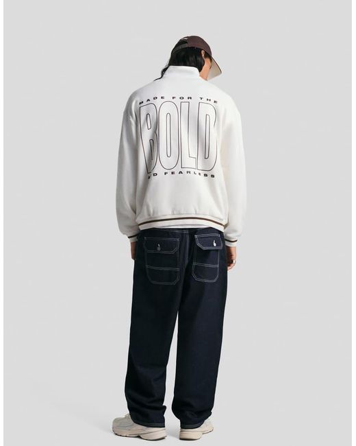 Bershka Sweatshirt Met Print En Korte Rits in het White voor heren