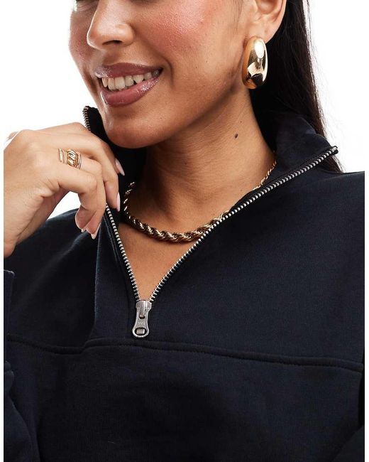 ASOS Black Funnel Neck Half Zip Sweatshirt