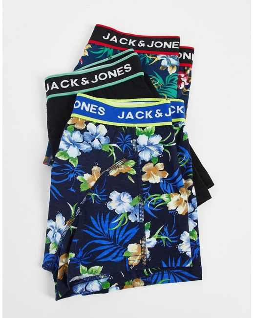 Pack De 3 Calzoncillos Con Estampado Floral De Jack & Jones de hombre de color Multicolor