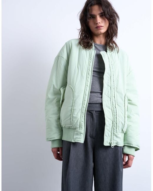 TOPSHOP Green Techy Bomber Jacket