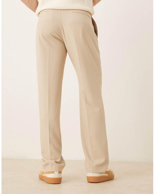 Pantaloni Dritti Eleganti Con Pieghe Sul Davanti Microtesturizzati Color Pietra di ASOS in Natural da Uomo