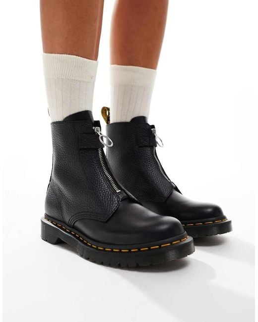 Dr. Martens 1460 Pascal Front Zip Low Boots in Black Lyst UK