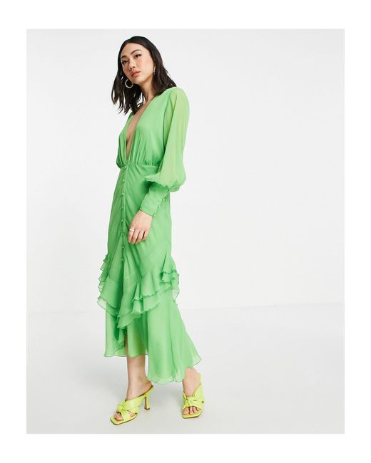 ASOS Plunge Front Button Front Midi 