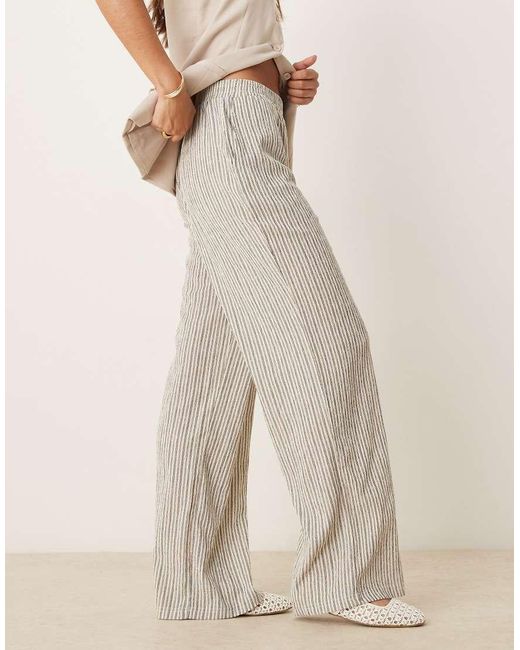Jdy Natural Textured Pinstripe Trousers