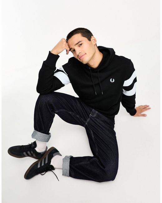 Fred Perry Black Tipped Sleeve Hoodie for men