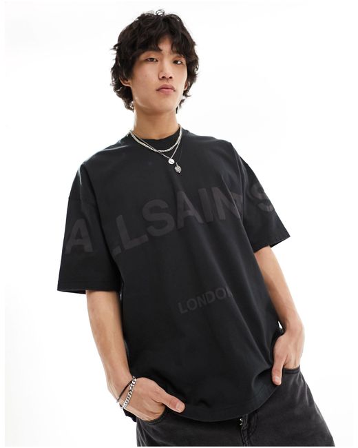 Camiseta negra extragrande con logo biggy AllSaints de hombre de color Black