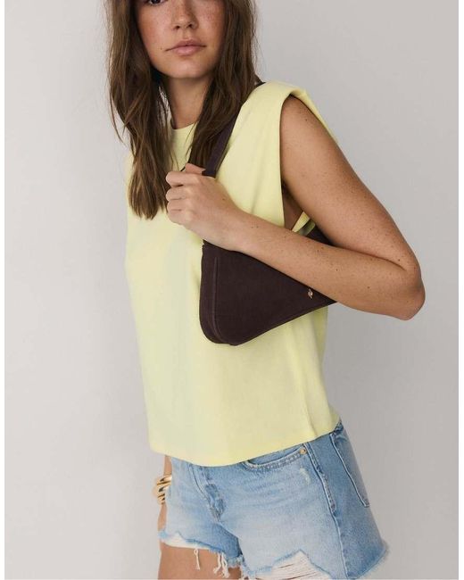 Stradivarius Yellow Basic T-shirt With Padded Shoulders