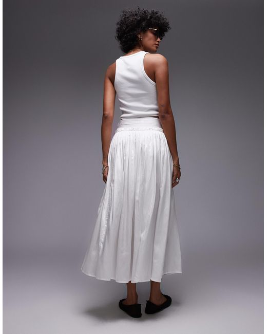 TOPSHOP Gray Crinkle Full Skirt With Sheen